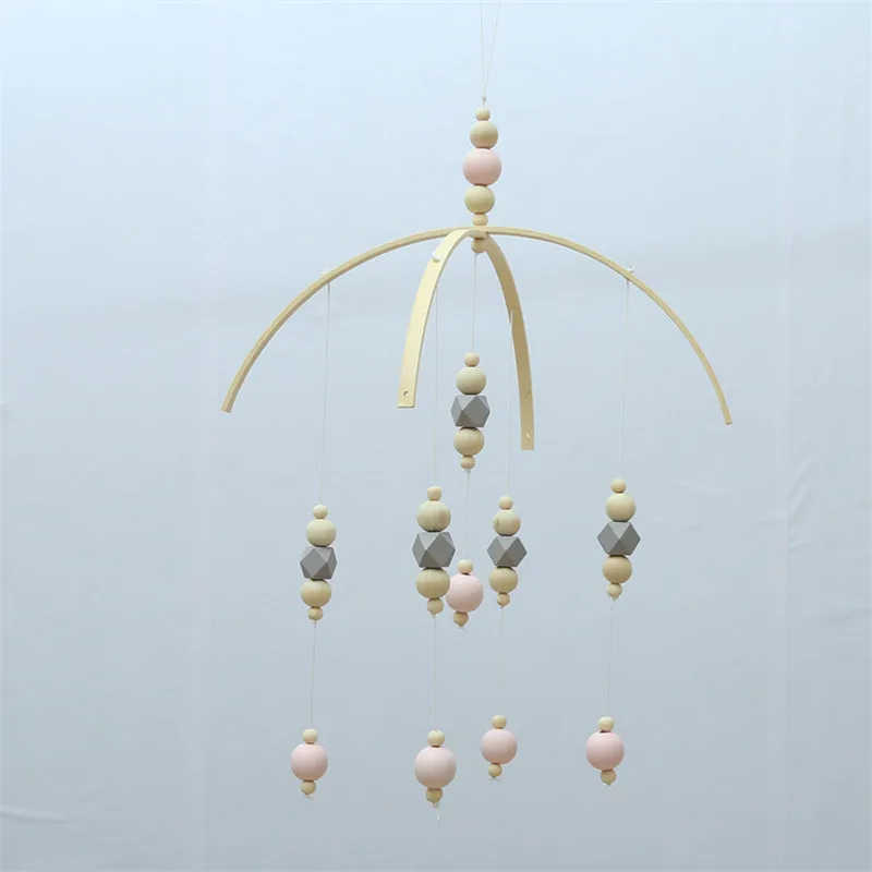 Gray Pink 1 шт., новые деревянные бусы, колокольчики в скандинавском стиле, колокольчики для детской комнаты, кровати, подвесные Декорации для дома, декор для палатки, реквизит для фотографий, подарки - Цвет: Gray Pink