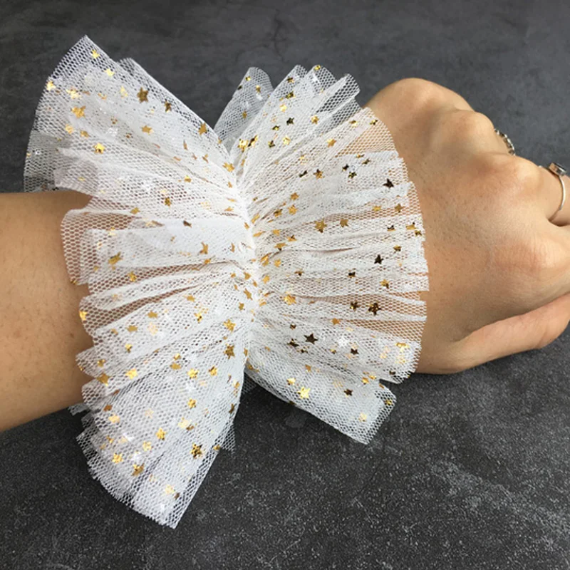 5Yards White Ruffles Lace Trim Tulle Mesh Fabric For Sewing Doll Bubble Skirt Dress craft | Дом и сад