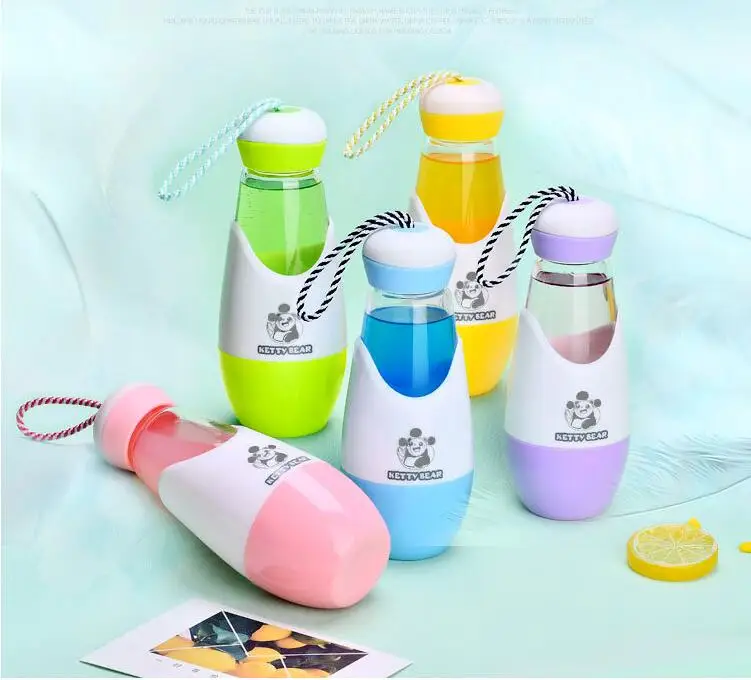 Медведь Детский мультфильм drop-устойчив удобство Стекло бутылка для воды студент воды подарки Открытый путешествия
