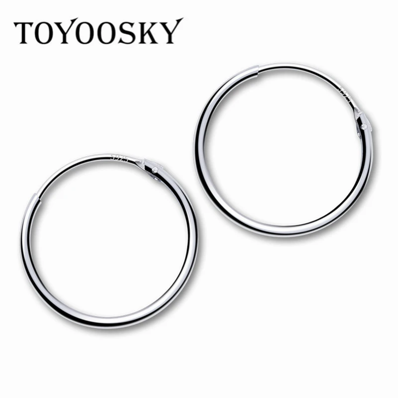 

S925 Sterling Silver Large Size 14mm 16mm 18mm 20mm OL Ear Bone Hoop Earrings For Women Buckle Round Circle Jewelry