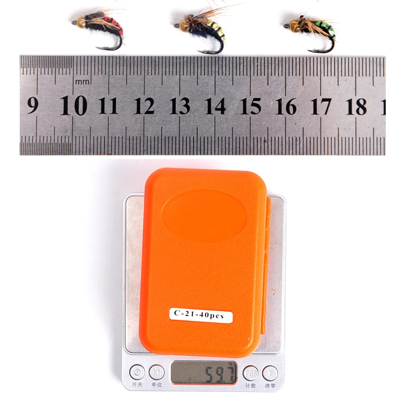 40 шт./кор. Leo Fly рыболовные приманки 27713 Fly рыболовные искусственные приманки крылья из перьев крючок набор засушенные мухи крючки PESCA Рыбная ловля золотой красный