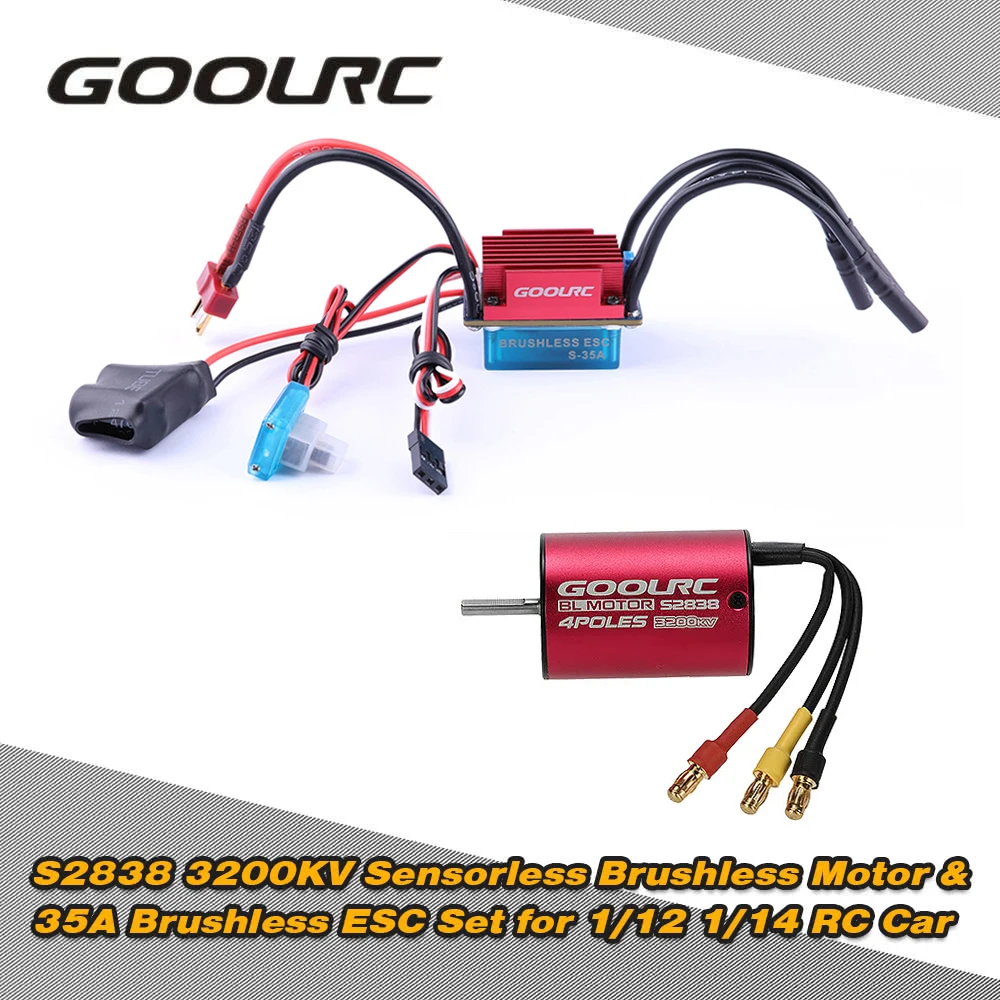 Бесщеточный бесщеточный двигатель GoolRC S2838 3200KV и ESC Набор для 1/12 1/14 RC