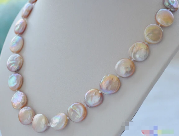 DYY HOT## Wholesale &gt &gt&gt&gt P3905 17&quot 14mm lavender coin Freshwater cultured pearl necklace magnet |