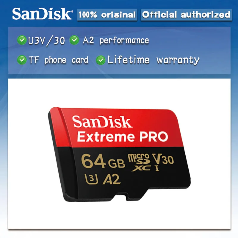 Двойной Флеш накопитель SanDisk Extreme Pro micro SD Card 64 Гб microSDXC UHS I слот для карт памяти microSD