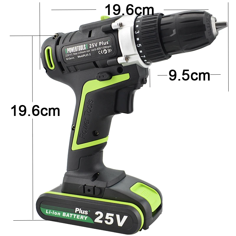 Беспроводной шуруповёрт на 25 В с мини-аккумулятором и комплектом сверлов.