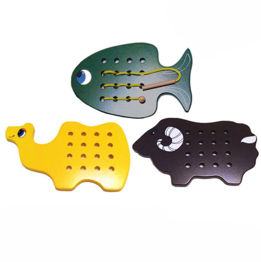 

Montessori Materials Children Early Develop Wooden Educational Toy Threading Plate Fish Sheep Camels Preschool Teaching Aid