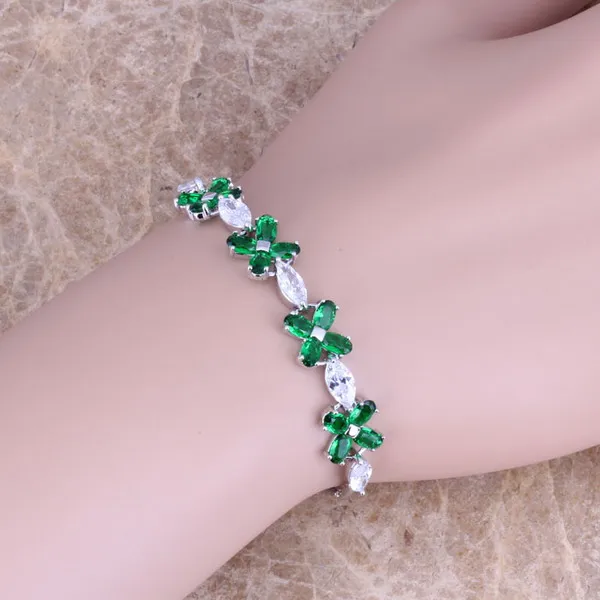Браслет цепочка с зелеными фианитами 6 7 5 дюймов S0362|chain bracelet|link chain braceletbracelet bracelet |