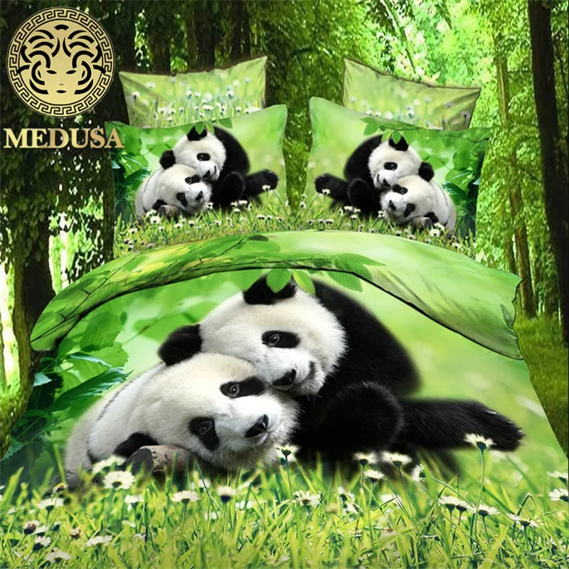 Медуза 3d панда цифровой комплект постельного белья пододеяльник простыня