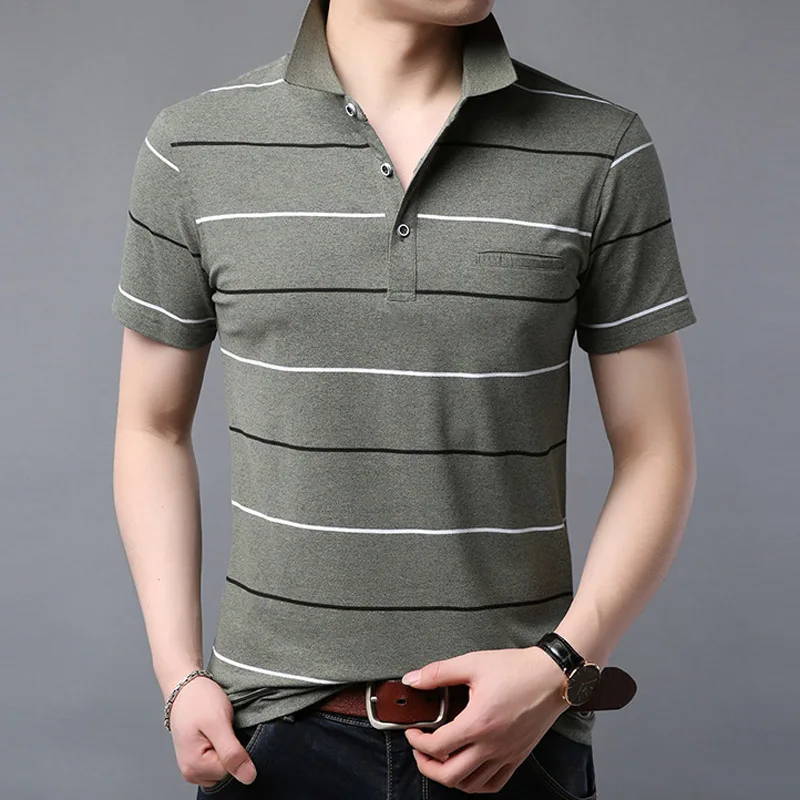 Мужская футболка поло Liseaven рубашка с коротким рукавом в полоску 2019|Поло| |