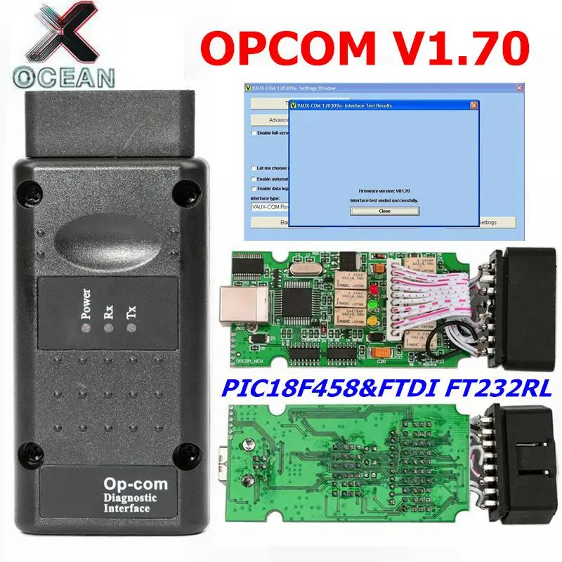 

OPCOM for Opel V1.70 with PIC18F458 FTDI FT232RL Chip op-com OBD2 Auto Diagnostic tool OP COM CAN BUS Interface OBD scanner