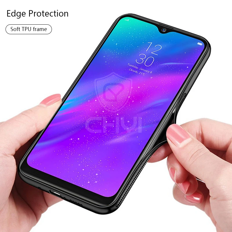 Chyi стеклянный чехол для realme 3 pro Чехол Жесткий Мягкий силиконовый Защитный ковер |