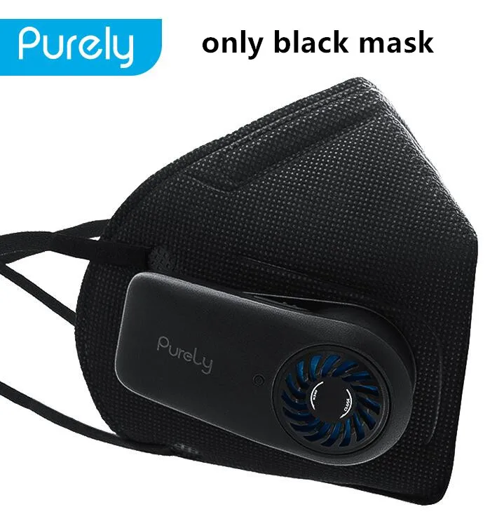 black mask Xiaomi чисто анти-загрязнения воздуха маска FreshVersion PM2.5 дышащий перезаряжаемый фильтр с вентилятором Спорт Мужчины Женщины Черный Белый - Цвет: black mask