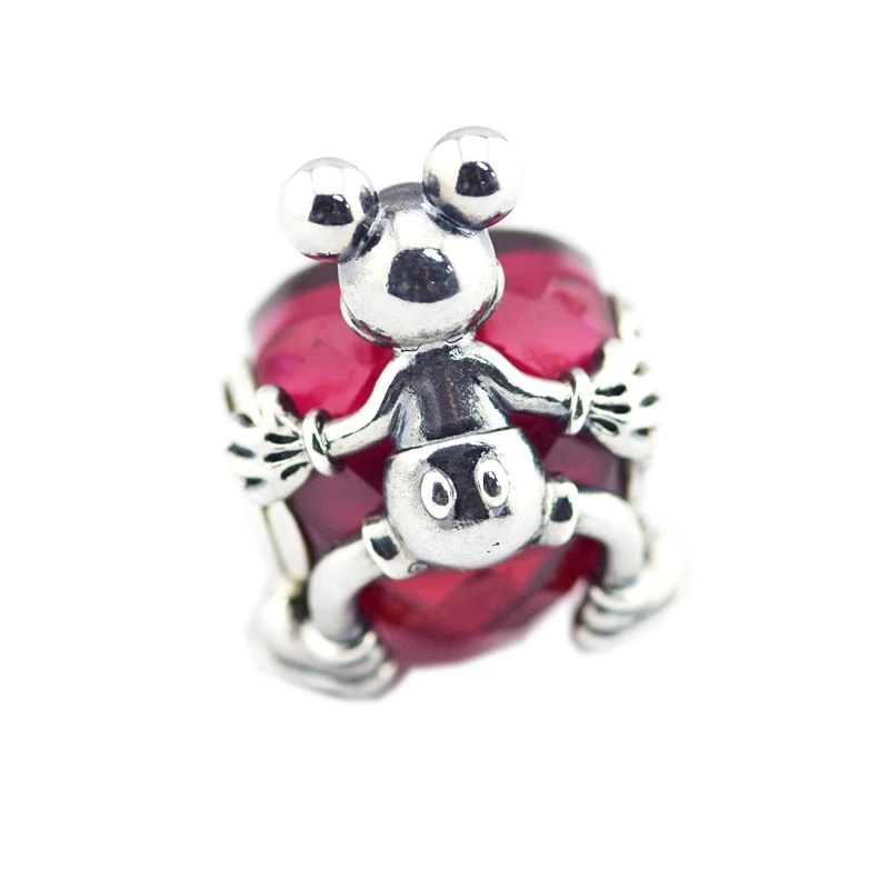 CKK серебро 925 ювелирные изделия Подходит Pandora Браслеты красный Микки Любовь