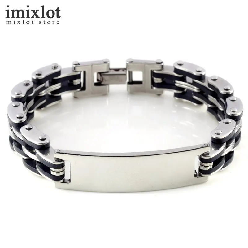Imixlot браслеты из нержавеющей стали и черный браслет натуральной кожи панк