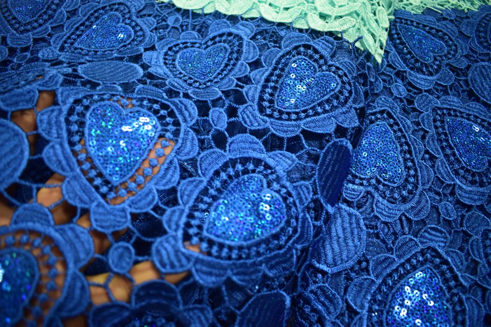 Оптовая продажа дешевая африканская кружевная ткань небесно-голубого цвета