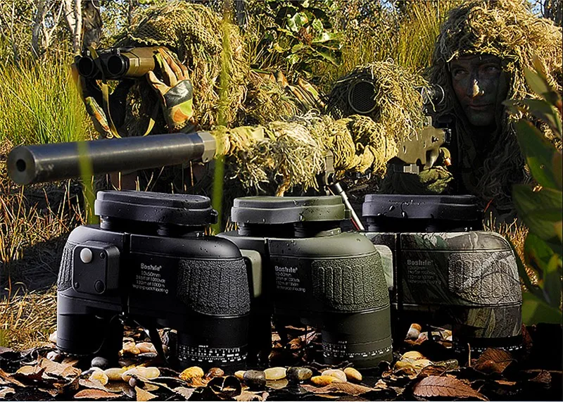 Boshile мощный бинокль 10X50 с Compas профессиональный военный телескоп водонепроницаемый большой окуляр бинокль высокого качества