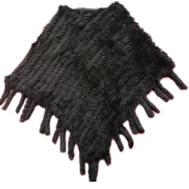 Женское меховое пончо pele de coelho Осеннее Трикотажное из натурального кроличьего