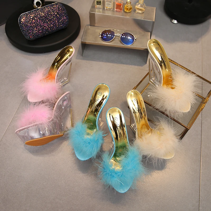 

Slippers Sandals Women Shoes Ultra-high Heels 14CM Thin Heels Wedding Banquet Goddess Platforms Thick Bottom Shoes Model Catwalk