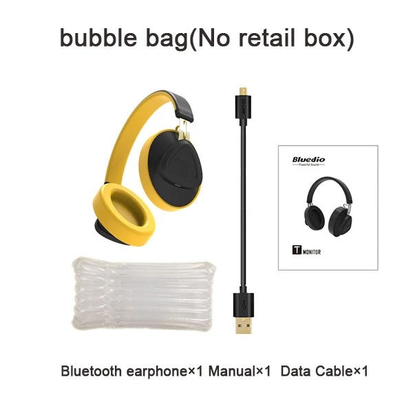 Yellow with bubble Bluedio TM Bluetooth наушники беспроводные наушники музыкальные наушники для телефона монитор студийные наушники Голосовое управление BT5.0 наушники - Цвет: Yellow with bubble