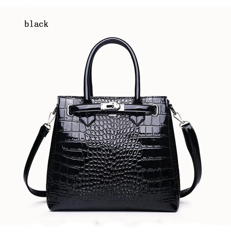 black-5056 Роскошная женская сумка высокого качества, Классическая сумка с крокодиловым узором, брендовая дизайнерская Большая вместительная сумка через плечо - Цвет: black-5056