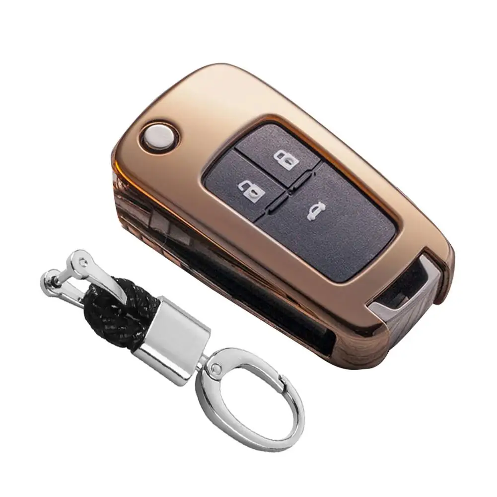 with keychain Мягкий TPU чехол для ключа для Chevrolet для Buick для Cruze Aveo Trax Защитные чехлы для сидений, сшитые специально для Opel Astra Corsa Meriva Zafira Antara J ключ защиты - Название цвета: with keychain