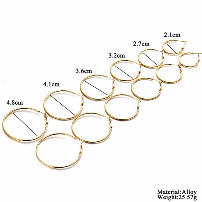 SEDEX 10 шт Мода большой круг серьги 6 размеров вечерние аксессуары и украшения для