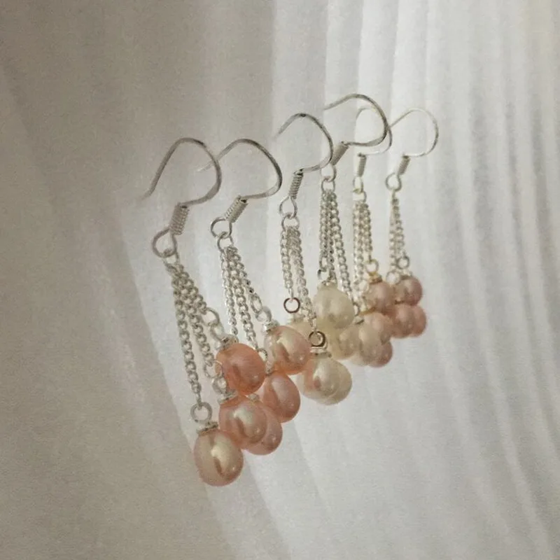 Хорошее качество жемчужные серьги болтаются твердые 925 серебряные крюк с