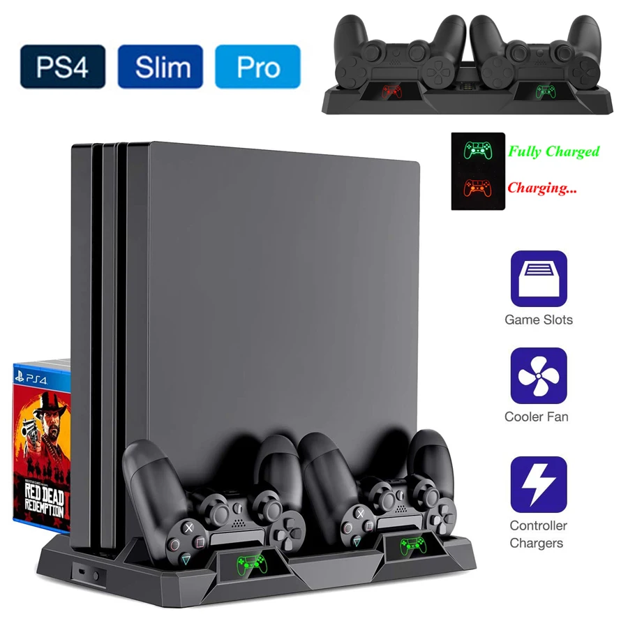 Новинка 2019 подставка для консоли PS4 Slim Pro охлаждающий вентилятор зарядное