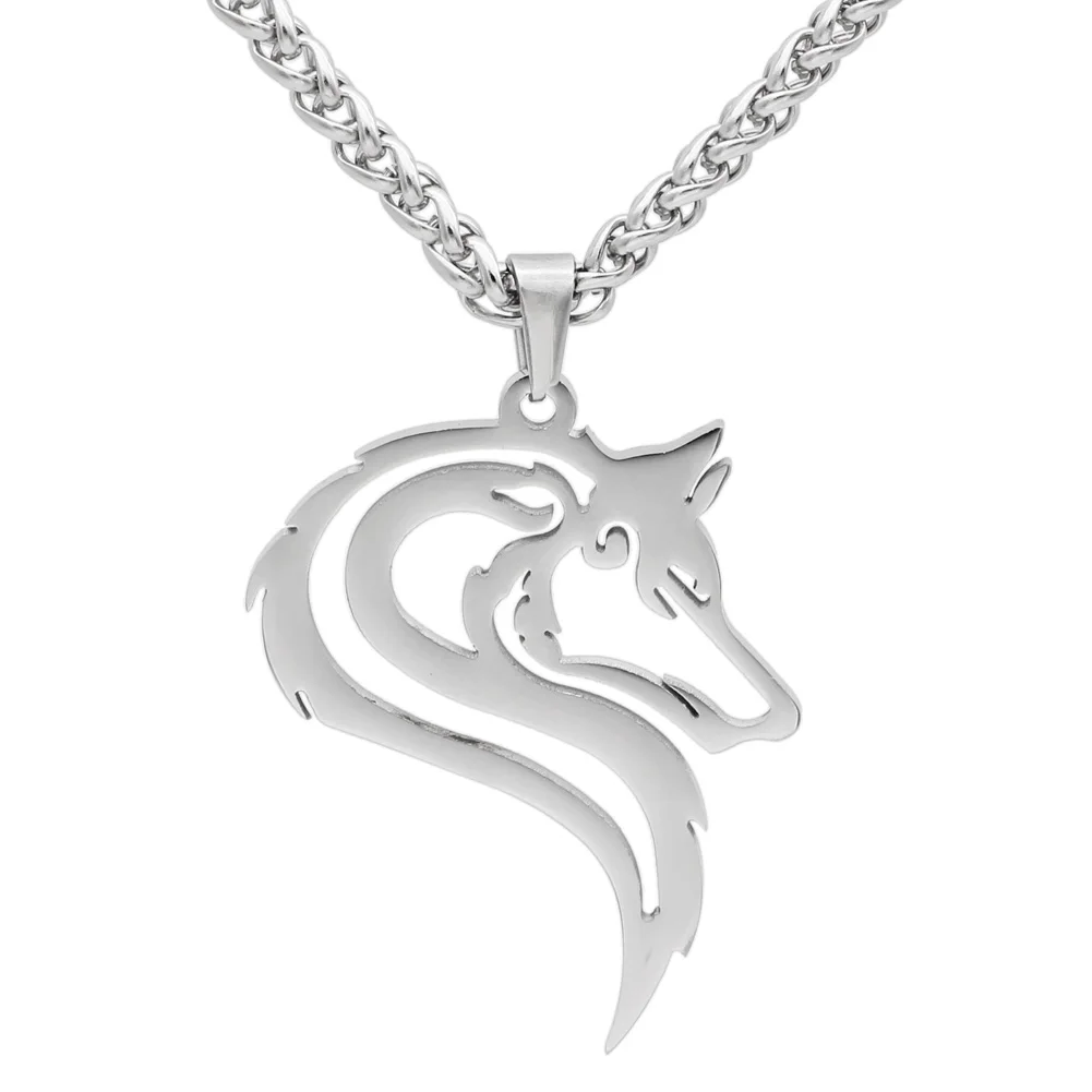 Мужское ожерелье из нержавеющей стали 316L норвежский викинг oidn's wolf head celt amulet |