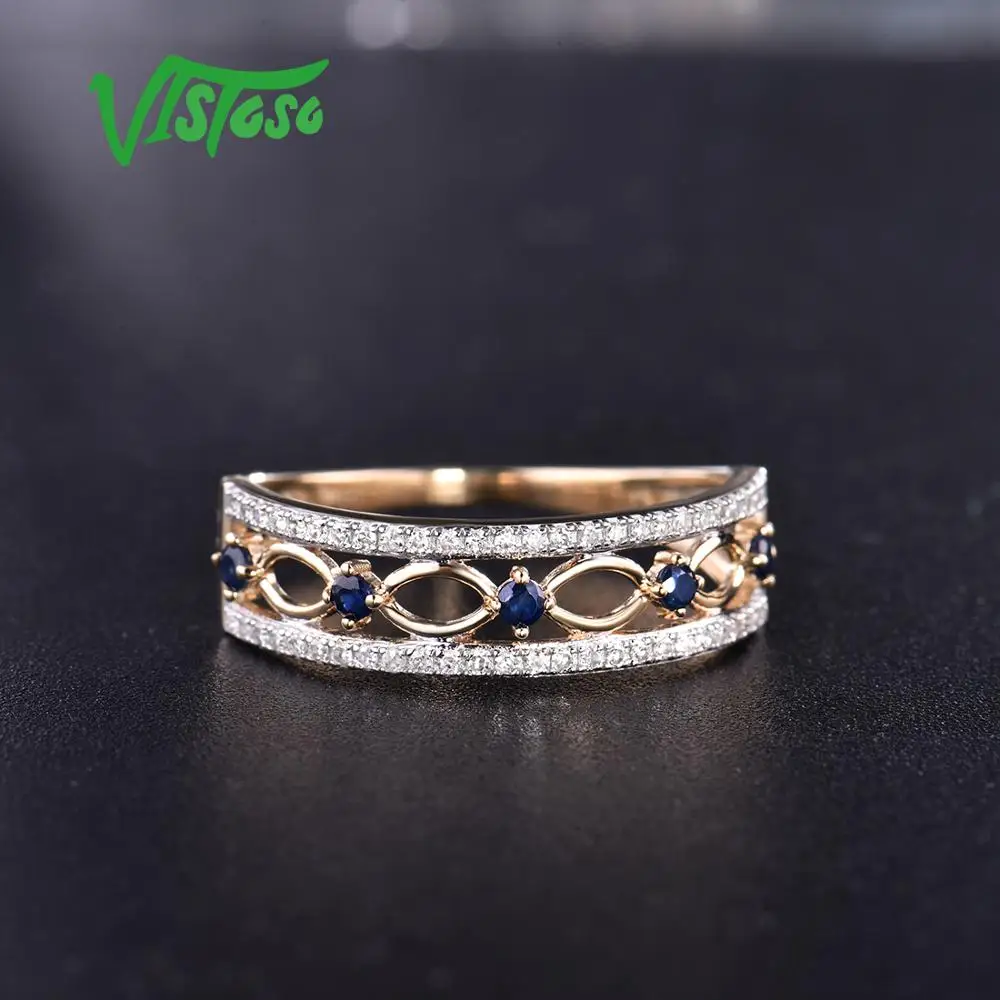VISTOSO 14 K кольца из желтого золота для женщин подлинные сверкающие бриллианты