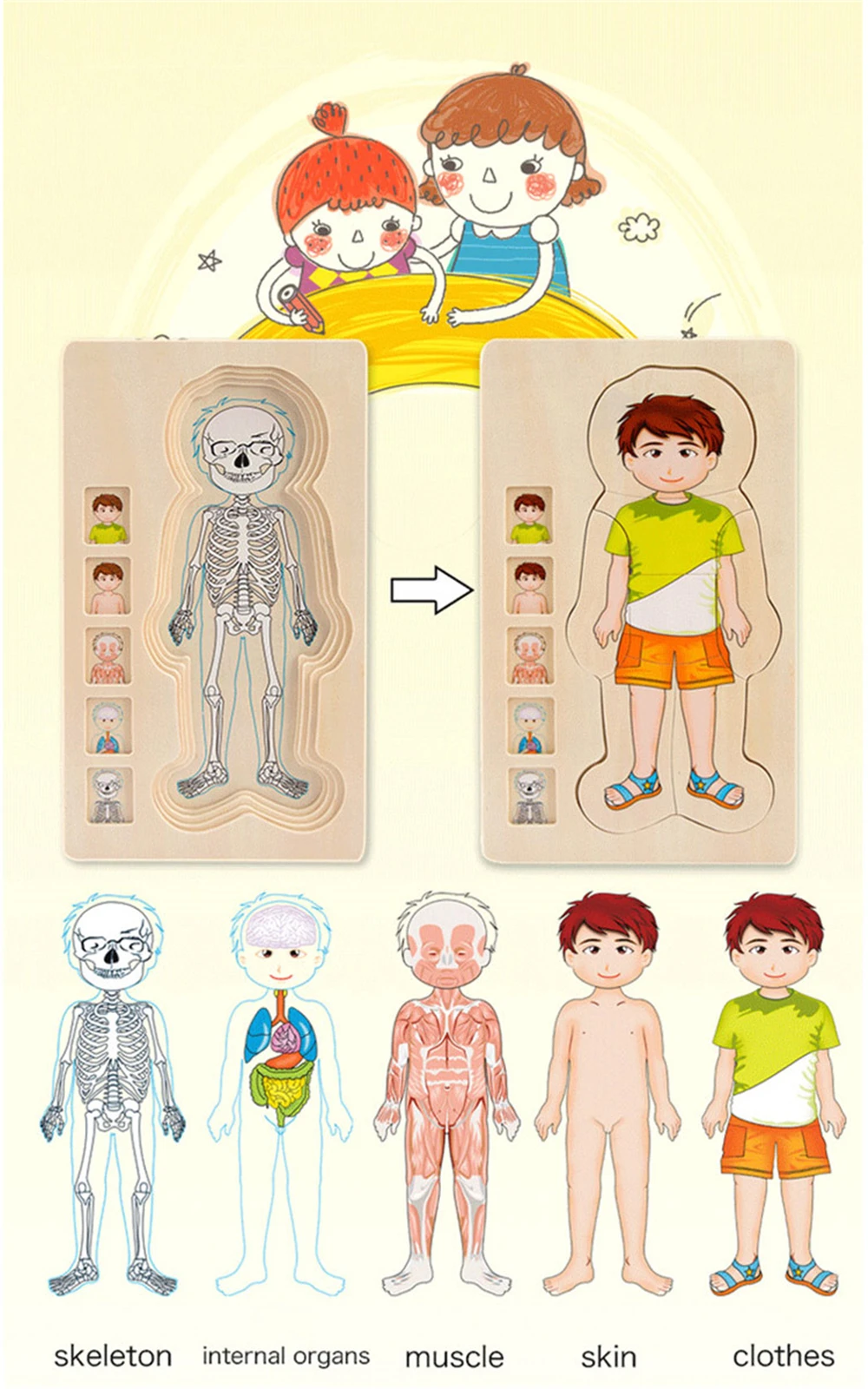 3D деревянные Многослойные игрушки головоломки для детей мальчиков и девочек