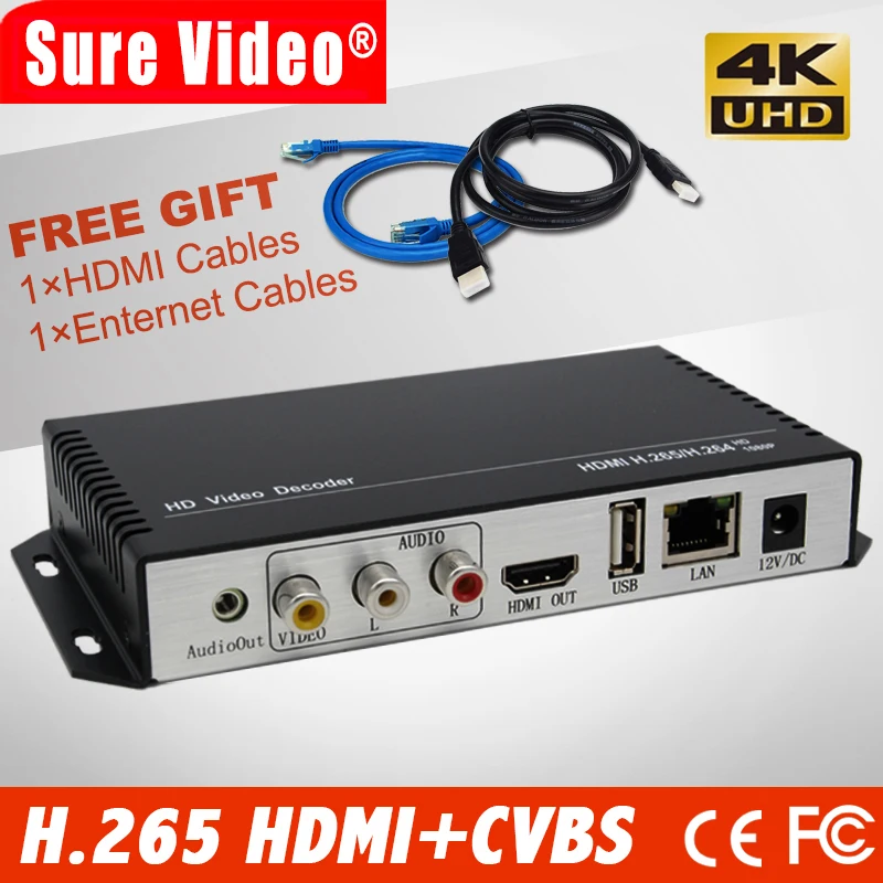 Full HD декодер H.265 hecvc AVC HMDI + CVBS iptv для прямой трансляции на Youtube Wowza Facebook Ustream|iptv live