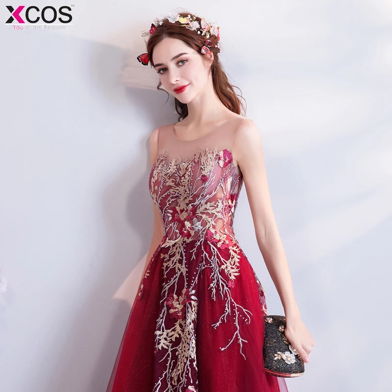 Элегантные прозрачные красные платья для выпускного 2018 платье А-образного