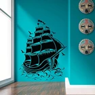 Бесплатная Доставка большие размеры Ретро пиратский корабль парусных лодок виниловые наклейки на стены Морской виниловые наклейки на стены искусства Наклейка океан, n2000