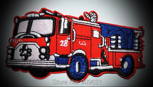 

30x RED FIRE TRUCK FIRE ENGINE Iron On Patch Embroidered Applique