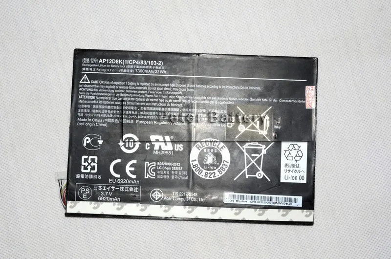 JIGU новый оригинальный 1ICP4/83/103-2AP12D8K Аккумулятор для Acer Iconia W510 W510P P3-171 3 7 V 7300MAH 27WH |