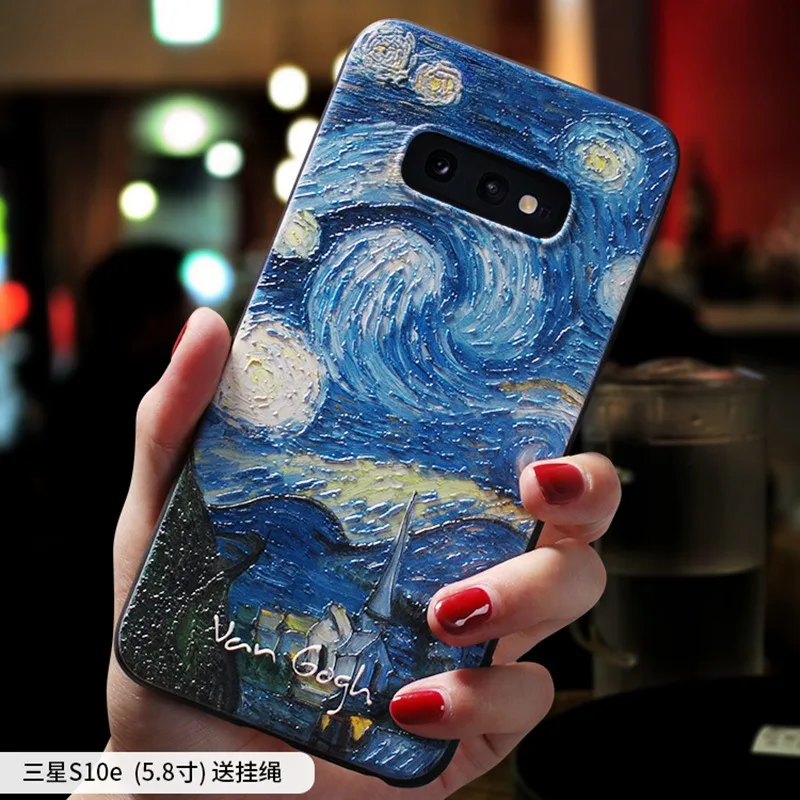 Винтажный рельефный чехол с изображением звездной ночи для samsung galaxy S10 PLUS S10 S10 lite S10e чехол