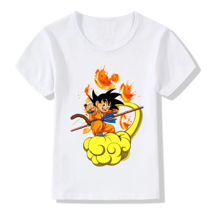 Young Goku/Детская забавная футболка летние топы для мальчиков и девочек