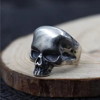100 925 silver skull ring real sterling silver skeleton ring punk jewelry man ring resizable