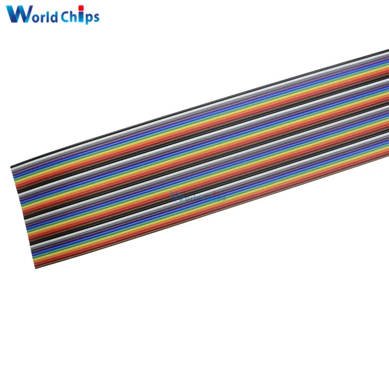 Плоский кабель 1 м 3 фута 40 Pin Радужная лента IDC провод Радужный в наличии|flat cable