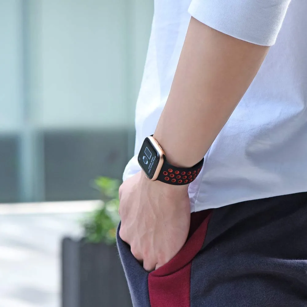 Спортивный силиконовый ремешок для Apple Watch, ремешок для часов Nike, 44 мм, 40 мм, 42 мм, 38 мм, два цвета, сменный ремешок для часов iWatch, серия 5, 4, 3, 2, 1