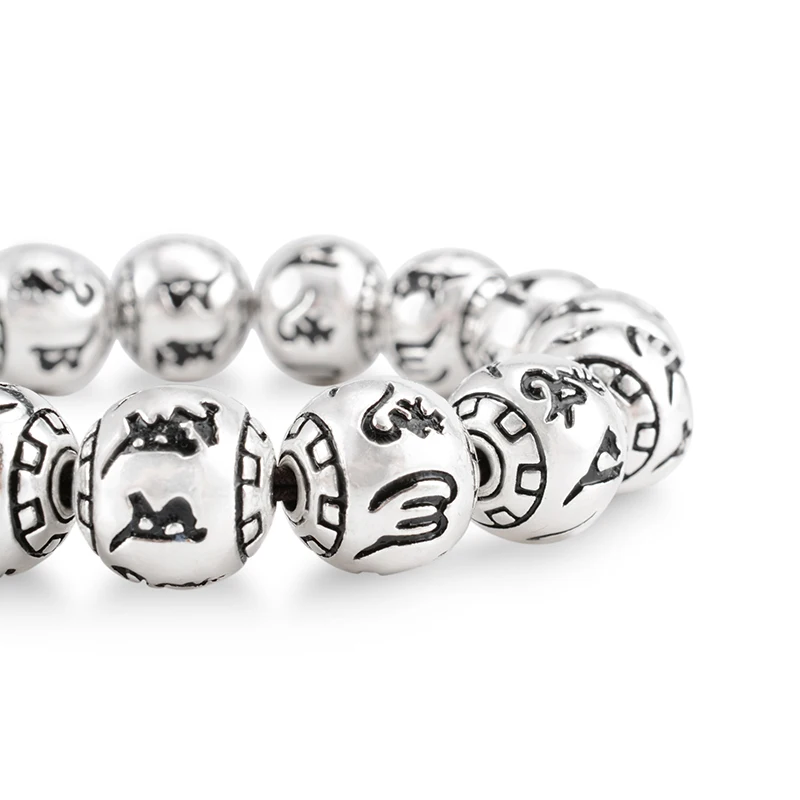 MOFRGO Charm изящный винтажный медитация Тибетский буддизм покрытый серебром браслет