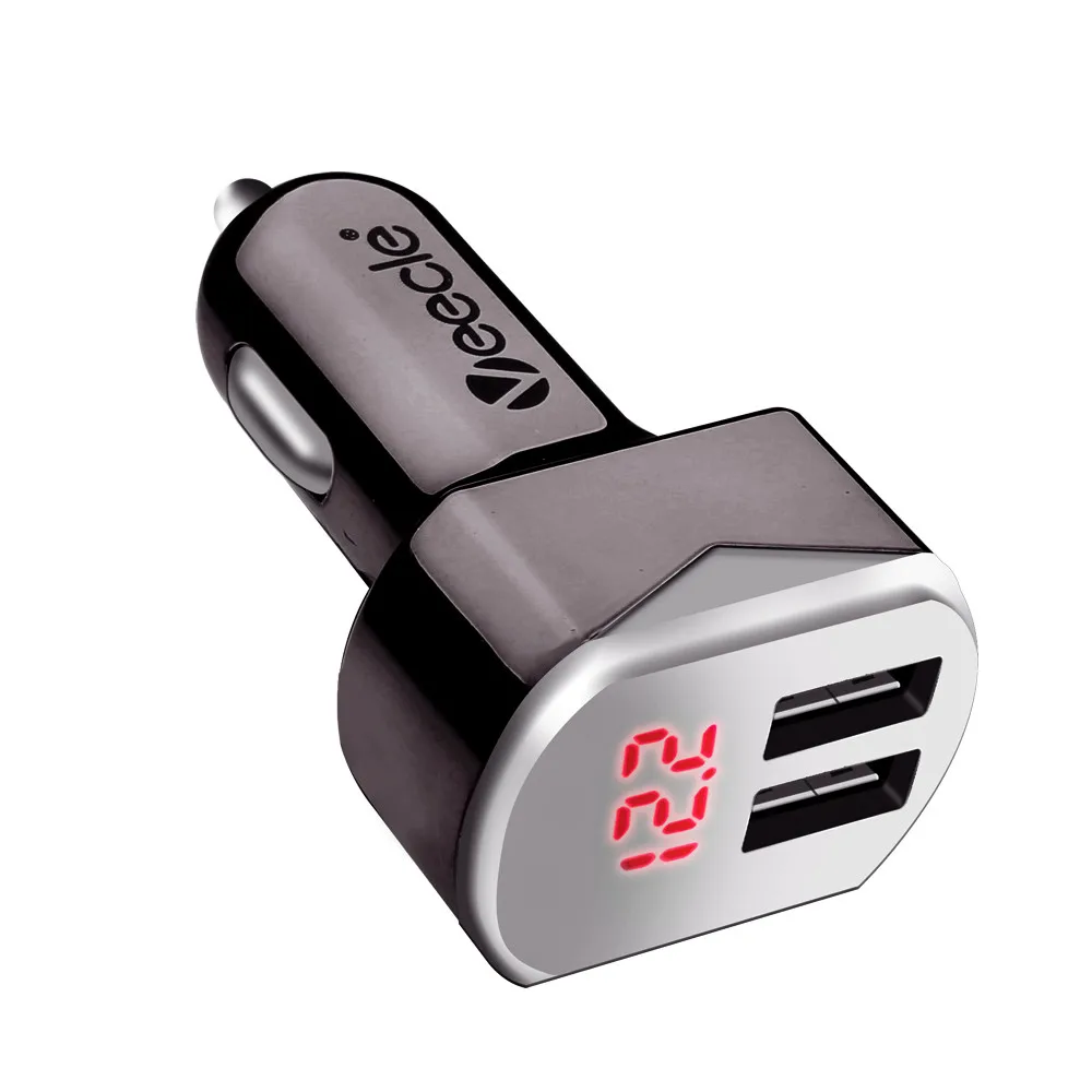 VEECLE автомобильное зарядное устройство с двумя USB портами и ЖК дисплеем|Зажигалка|