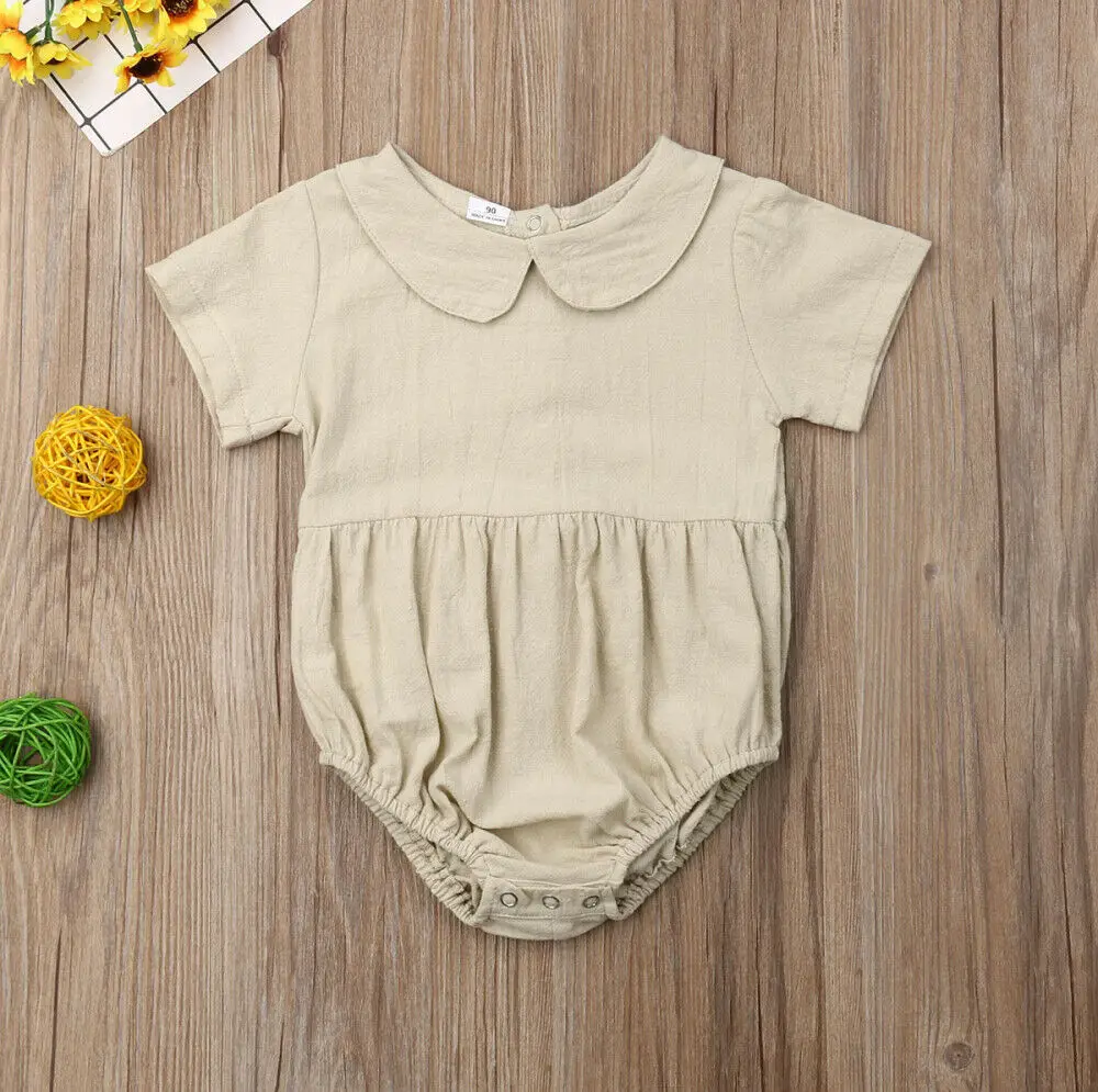 Детский комбинезон с воротником Питер Пен летняя одежда короткими рукавами для