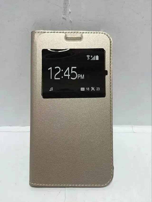 Из искусственной кожи с окошком для экрана чехол-книжка чехол для samsung Galaxy A3 A5 A7 J2 J3 J5 J7 A6+ A8 Fundas задняя крышка корпуса чехол - Цвет: Gold