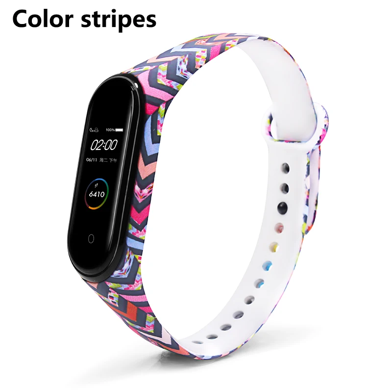 Color Strips Сменные ремни BOORUI для mi band 4, ремешок на запястье для xiaomi mi band 3, спортивный силиконовый браслет для xiaomi mi band 3/4 - Цвет: Color Strips