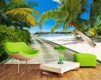 beibehang custom size 2018 new classic wallpaper sea view promenade green road 3d landscape background wall papers home decor