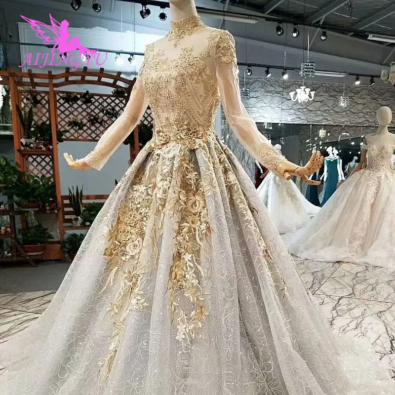 AIJINGYU Weddingdress короткое длинное платье со скидкой размера плюс 2021 2020 Amazings простое