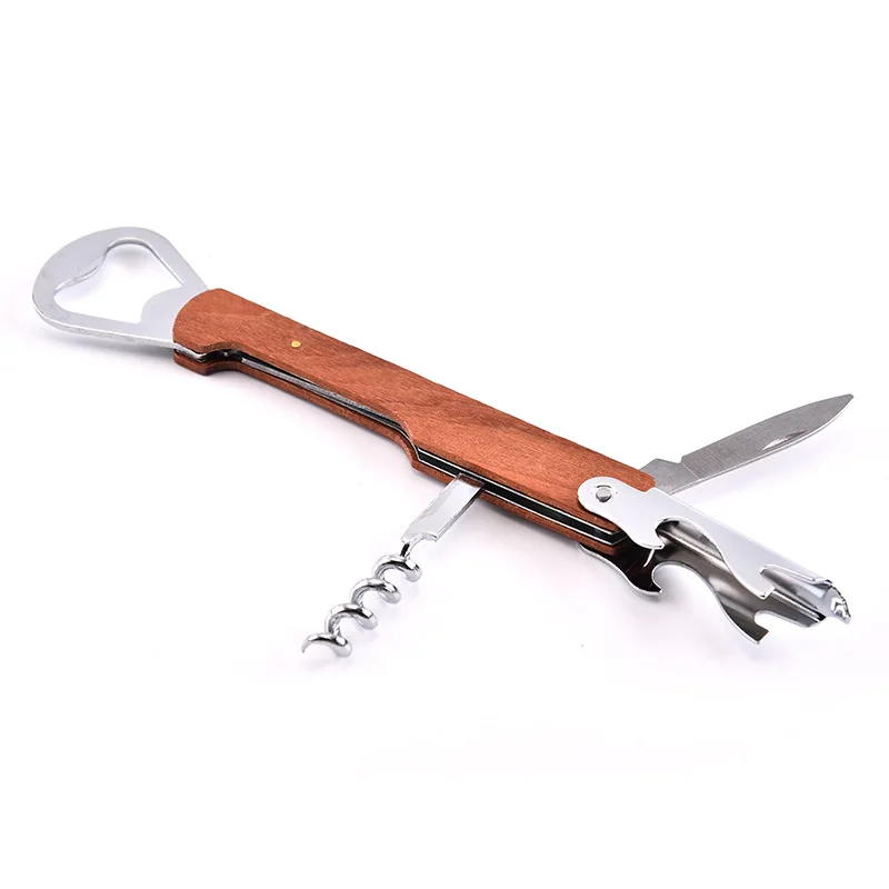 

100pcs/lot Wood Handle Professional Wine Opener Multifunction Portable Screw Corkscrew Wine Bottle Opener Cook Tools