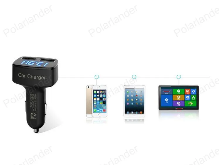 Двойная USB квадратная розетка для автомобильного прикуривателя зарядное